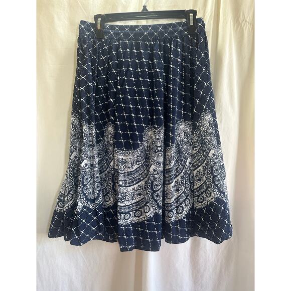 Collections Etc Womens Medium Blue White Western Boho Print - Picture 5 of 6